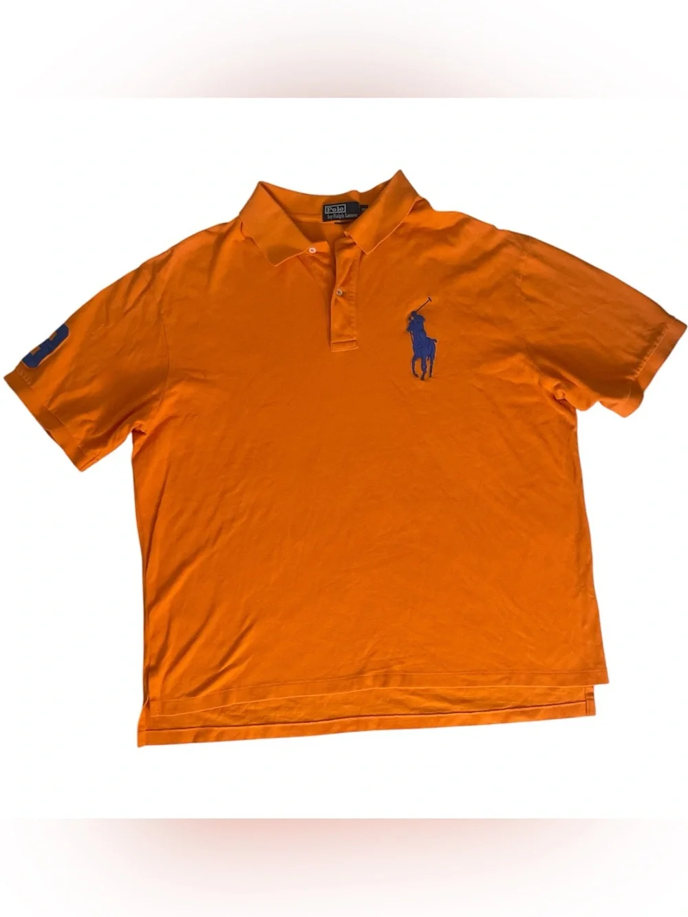 Polo Ralph Lauren Shirt Men's Orange Big Pony Logo Rugby #3 Size 3X Big